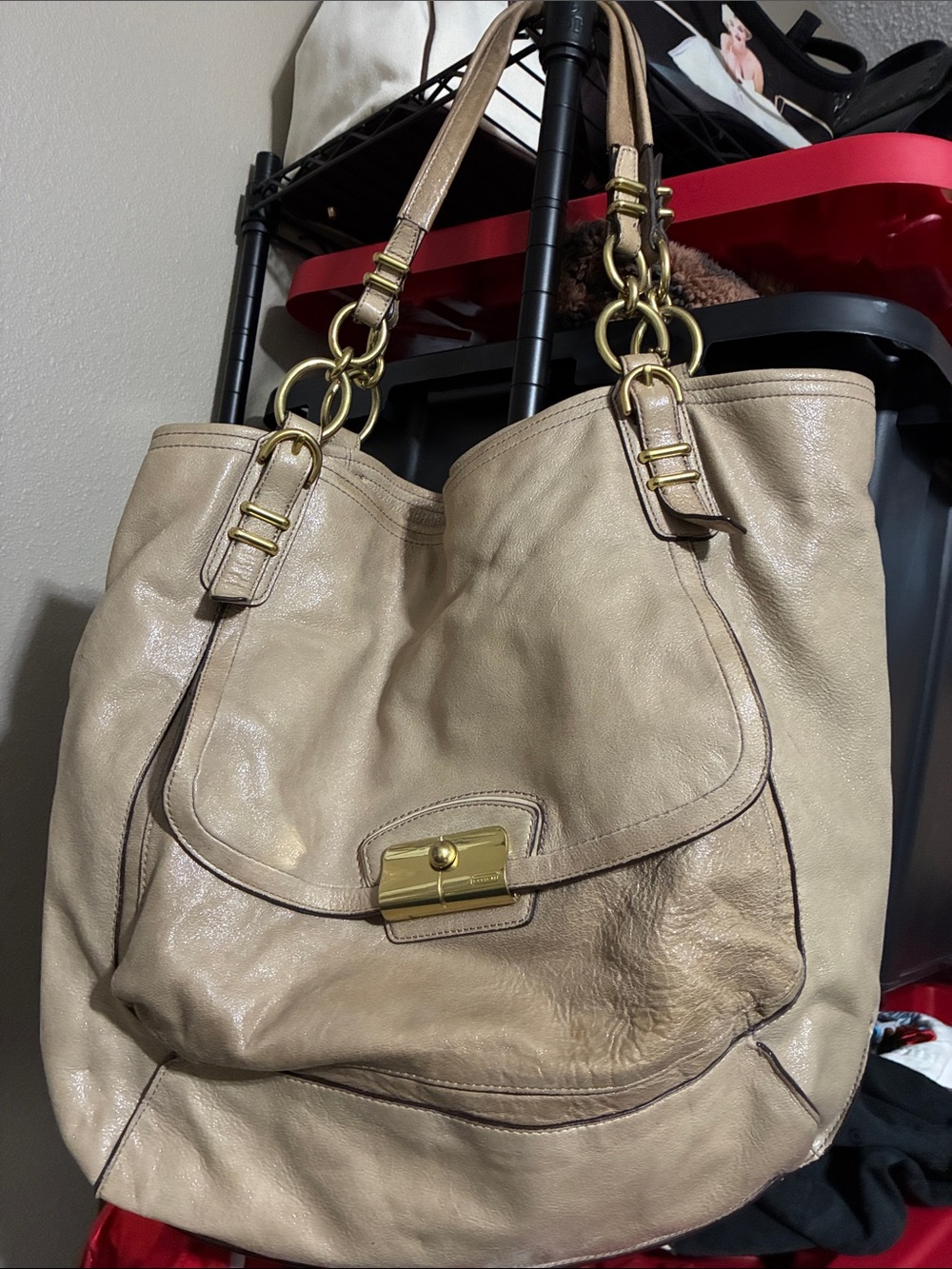 Coach Kristin beige sparkly purse